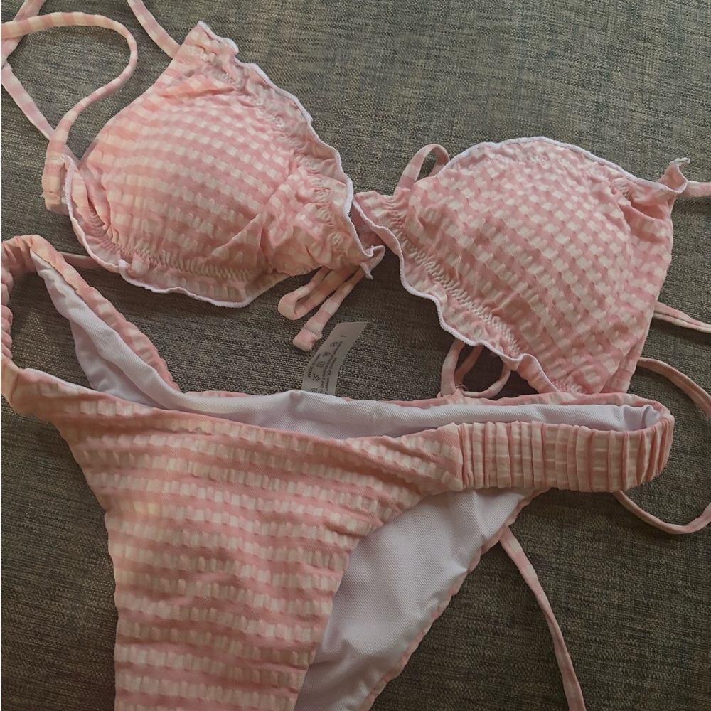 Pink Gingham Bikini Set